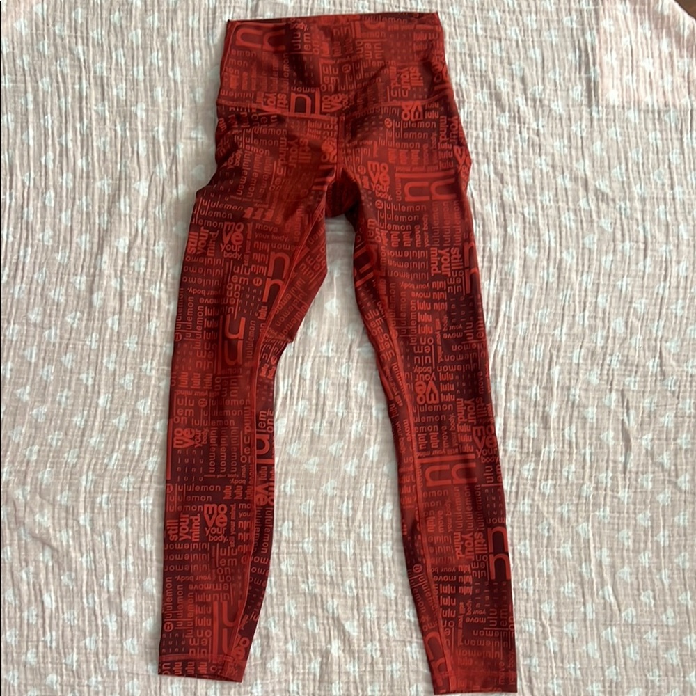 Lululemon Athletica Red Graphic Leggings